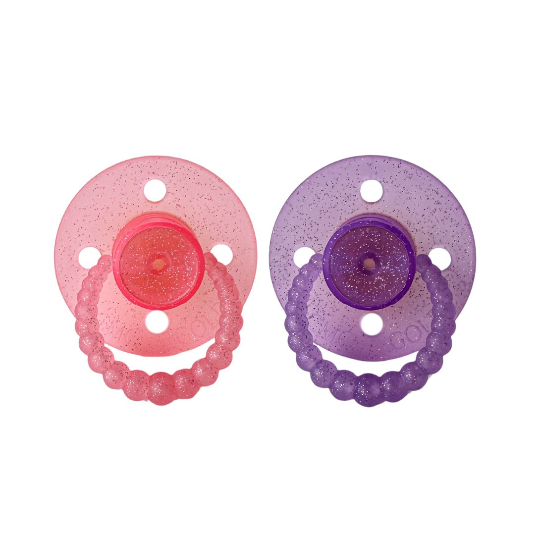 CMC 'Bubble' Dummies Glitter Baby Pink + Glitter Lavender