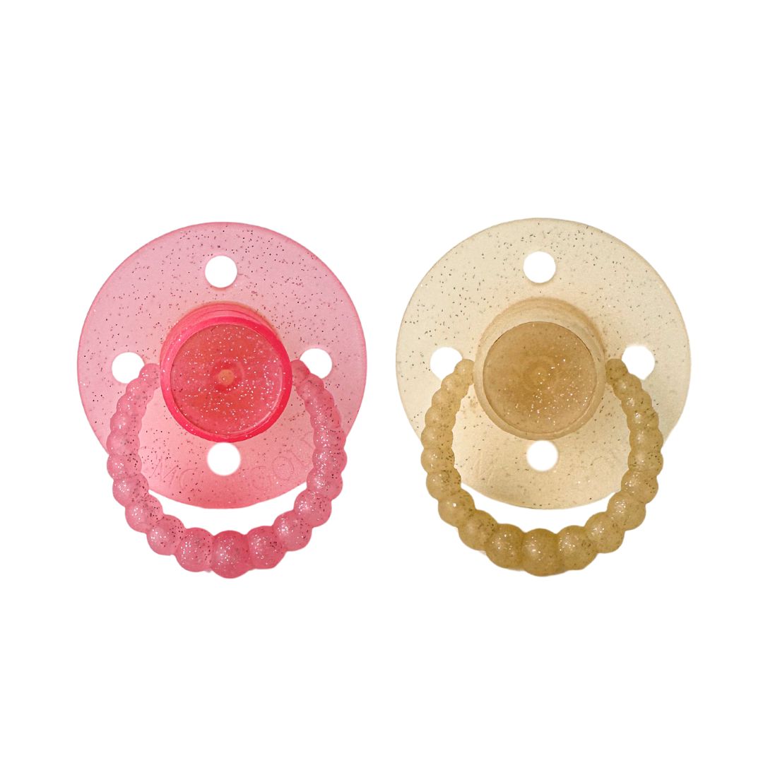 CMC 'Bubble' Dummies Glitter Baby Pink + Glitter Oatmeal
