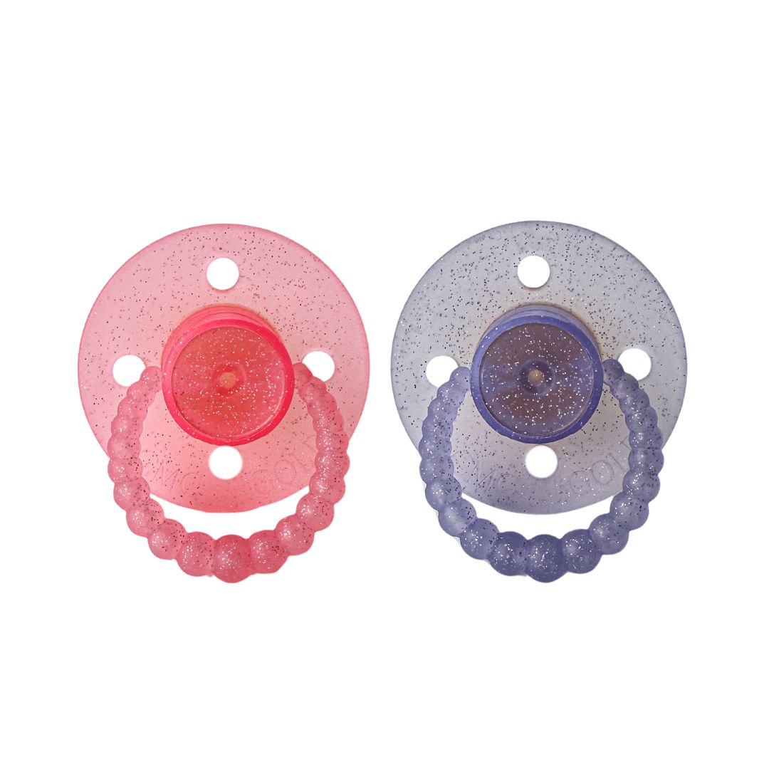 CMC 'Bubble' Dummies Glitter Baby Pink + Glitter Misty Lilac