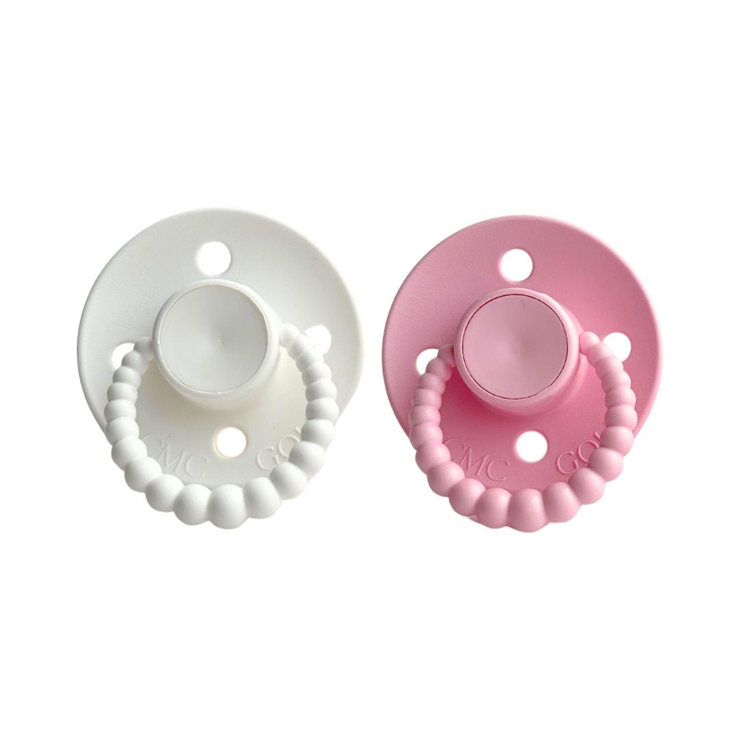 CMC 'Bubble' Dummies White + Baby Pink