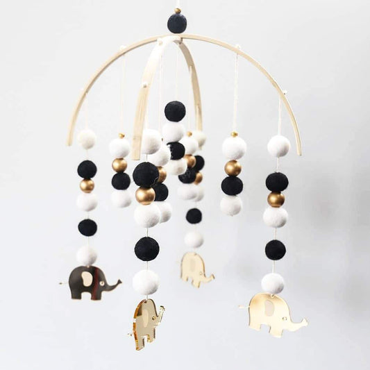 Elephant Mobile (Black, White and Gold)