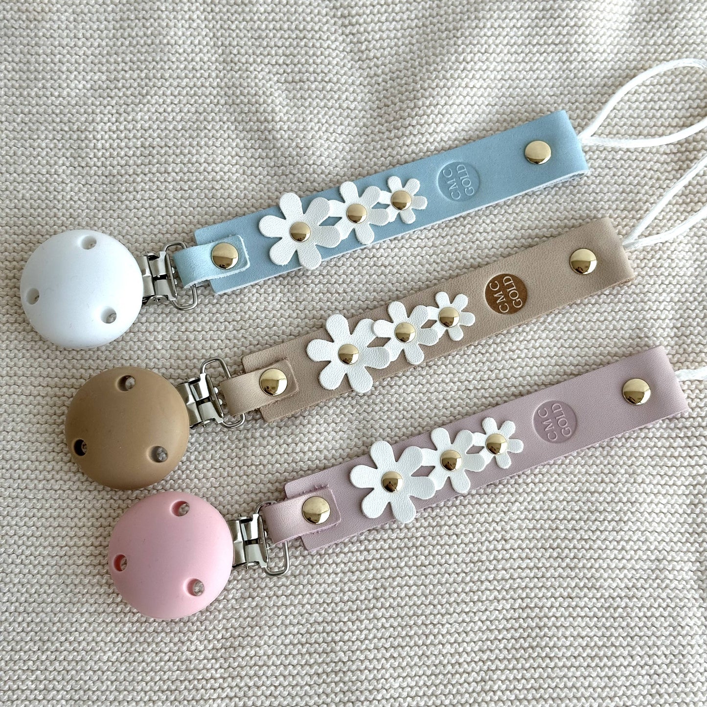 Coloured Floral Leather Dummy Clips