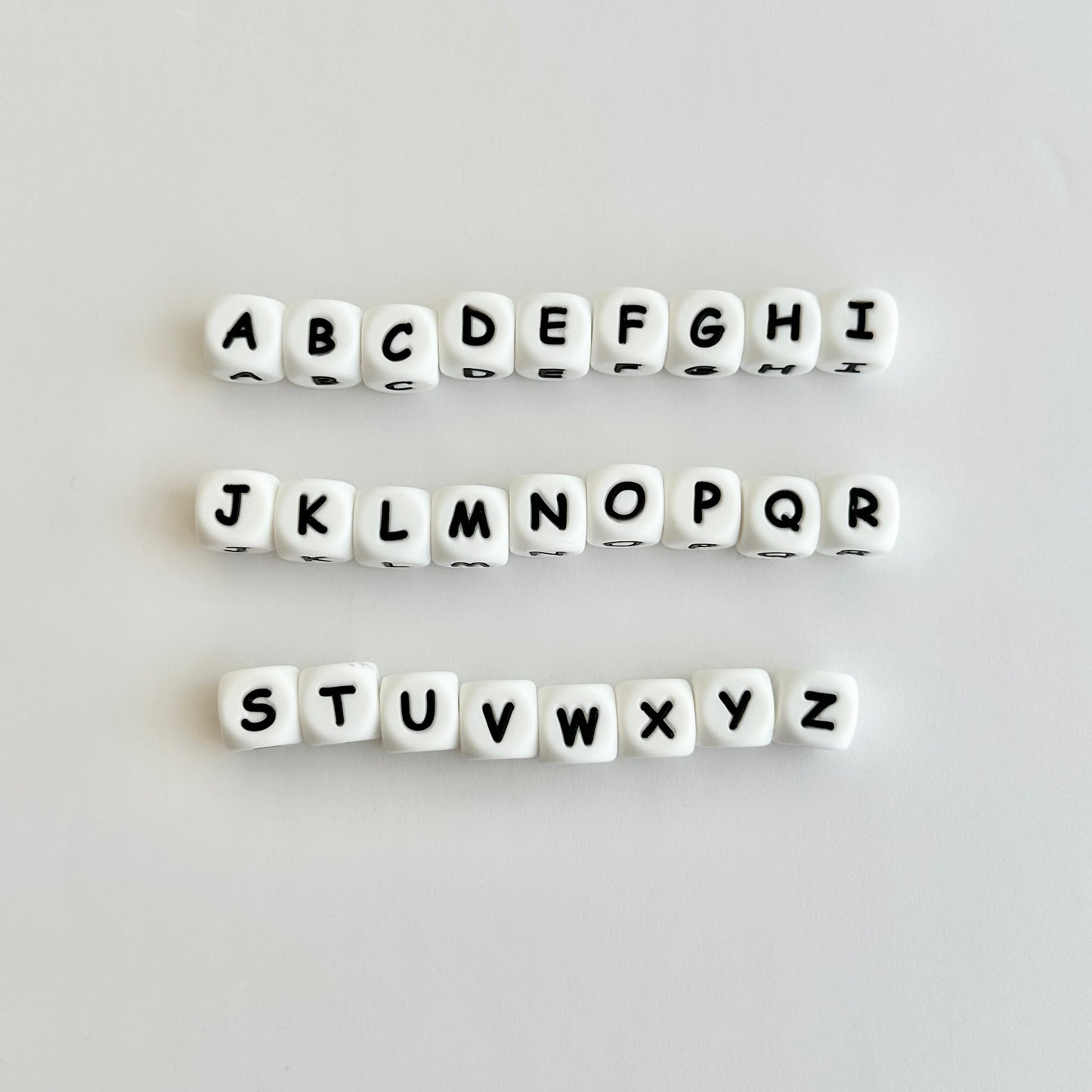 Alphabet Letter Silicone Beads - White