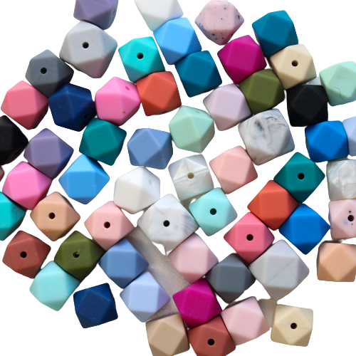 14mm Hexagon Silicone Beads