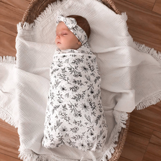 Calla Polka Dot Floral Swaddle Set